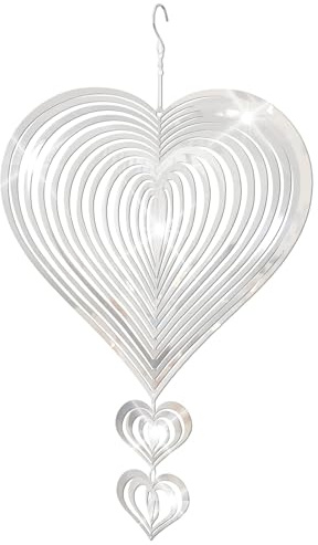 Edelstahl Windspiel,3D Hängende Wind Spinner,Herz Windspiel,Windspiele für Draußen,Gartendeko Metall Herz Windspiele,Leichtdrehendes Windmobile für drinnen und draußen,Hof, Garten, Ornament,Geschenk