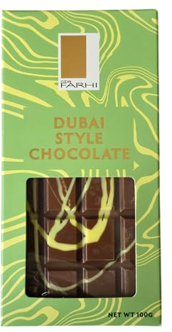 Rita Farhi Dubai Style Chocolate with Pistachio & Kunafa, Luxury Milk Chocolate Bar, 100g