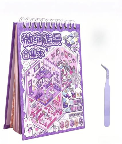 10 Stück 3D House Stickers, mit Pinzette, 3D Sticker Scene, Hausaufkleber Aufkleberszenen, Sticker Szene Buch, Sticker Therapy, für Erwachsene