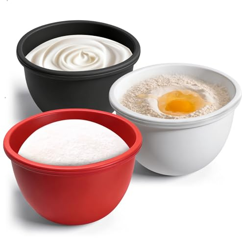 NGOKPYD Silikon Rührschüssel Einsätze, Schüsseleinlagen Set für KitchenAid Küchenmaschine, Inklusive 3 Austauschbare Lebensmittelechte Einsätzen und Deckeln