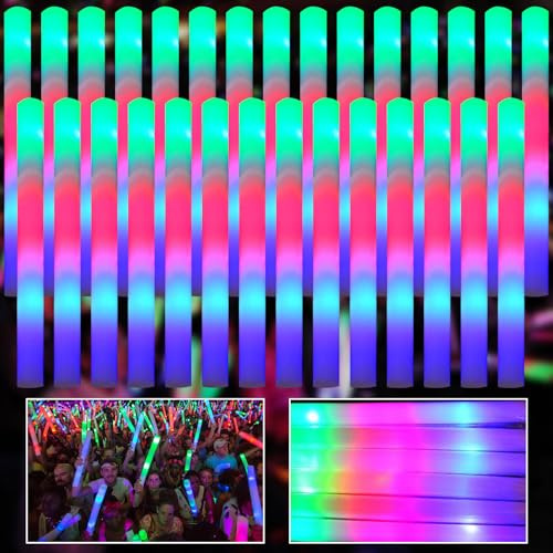 Palos de Espuma Luminosos, 40pcs Palos de Espuma LED Fiestas 3 Modos | Barras Luminosas Fluorescentes Palos Luminosos para Fiestas 3 Modos,para Cumpleaños y Festejos