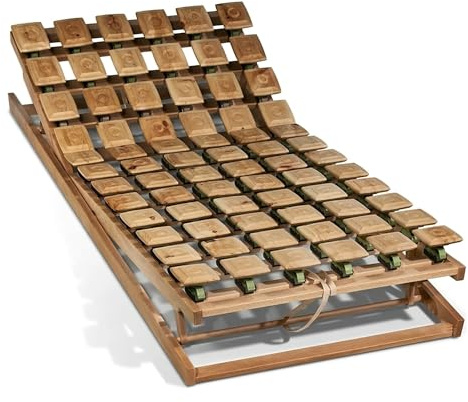 geborgenschlafen.com Stabiler Lattenrost – metallfreier Lattenrost 140x200 cm aus Zirbe mit 72 Tellerfedern | PEFC zertifizierter Buchenholzrahmen mit Schulterentlastung bis zu 6 cm