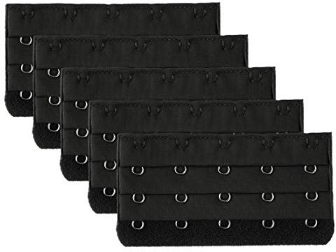sourcing map Black 5 Rows Hook and Eye Tape Extension Bra Strap Extender 5 Pcs for Women
