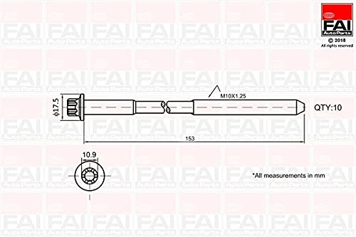 FAI AutoParts Cylinder Head Bolt Kit Part Number: B701