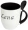 digital print Namenstasse Lena - Löffel-Tasse mit Namens-Motiv Chrom-Schriftzug - Becher, Kaffeetasse, Kaffeebecher, Mug - Schwarz
