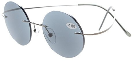 Eyekepper Titanrandlose Runde Lesung Sonnenbrillen Leser grau Linsen +2.5