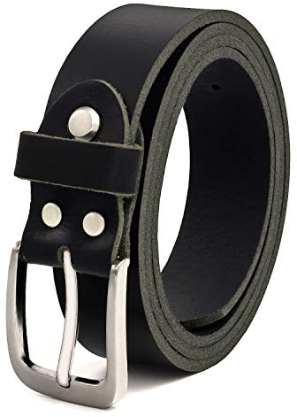 Fa.Volmer ® Gürtel Herren Ledergürtel aus Büffelleder für Männer Jeans Anzug Echtleder Schwarz 30mm breit kürzbar #GSw300801 (Bundweite 125cm = Gesamtlänge 140cm)