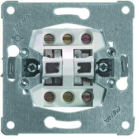 PEHA 00110911 Grundelement Doppeltaster mit Schraubklemmen für alle Unterputz-Programme 10 A 250 V, Wechseltaster (Schraubanschluss)