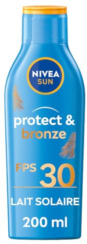 NIVEA SUN Lait solaire activateur de bronzage Protect & Bronze FPS 30 (1 x 200 ml), crème solaire avec protection solaire UVA/UVB pour un hâle naturellement bronzé