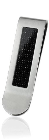 Karisma Herren Edelstahl Geldklammer mit Karboneinlage matt poliert - Money Clip - W005.10