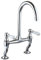 DBS Traditional Kitchen Sink Bridge Mixer Tap With Cranked Legs & Twin Ceramic White Lever Handles, Chrome Finish