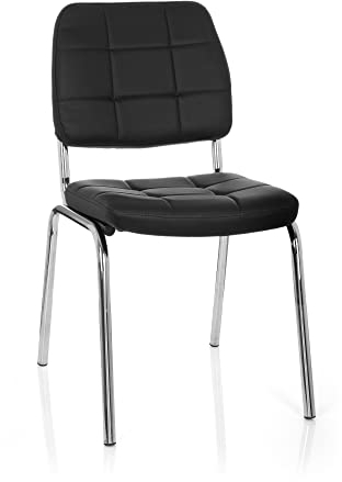 hjh OFFICE 706800 Besucherstuhl Piceno V Kunst-Leder Schwarz Konferenz-Stuhl Vierfußstuhl Rücken-Lehne Warte-Zimmer Büro