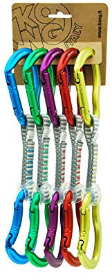 Kong. Ergo Anniversary. Set di 5 Rinvii da Arrampicata. Moschettone per Falesia e Palestra. Rinvio con 2 Connettori Ergo con Keylock. Prodotto in Italia. Certificazioni: EN 12275. Peso 125 grammi