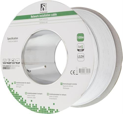 Deltaco TP-45h Cavo Di Rete Bianco 100 M Cat6 U/utp [utp] (deltaco TP-45h - Bulkkabel - 100 M - h)