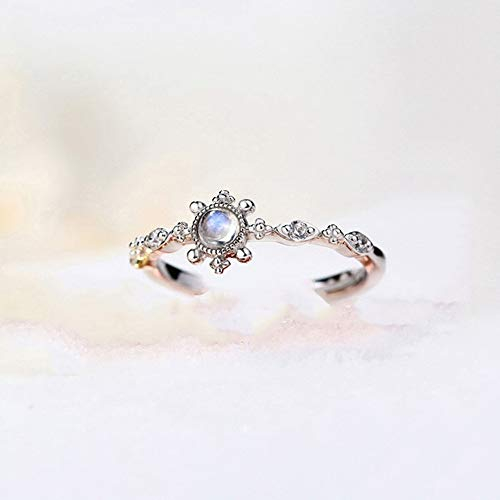 JIAXUN Ring 925 Sterling Silber Öffnung einstellbar Mondstein Olivinblau Topas Retro Lady Ring, Geburtstagsgeschenk, Lady Geschenk, Mutter Geschenk