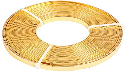 BENECREAT 10m Alambre Plano de Aluminio 5mm de Ancho Alambre Dorado de Bisutería Accesorios Metálicos para Manualidad de Artesanía