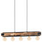 Eglo Layham 5 Ampoules Suspension Vintage Industrial Rétro Suspension en Acier et Bois Noir Naturel Lampe de Salle à Manger Suspendu avec Douille E27