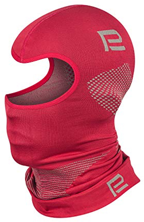 Prosske Sturmhaube Thermo Xtreme 2.0 Damen Herren Kinder Mädchen Jungen Skihaube Balaclava (rot-grau, S/M)