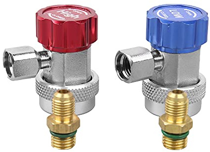 YeenGreen Ac R134A Rapide Coupleur, 2 Pièces Adaptateurs Rapides de Connecteur de Coupleur de Climatisation, Adaptateur de Vanne de Climatisation, Soupape de Sécurité à Couplage Rapide