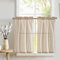 TOPICK 2er Set H 90 x B 65 (cm) Gestreifte Scheibengardinen Leinen Gardinen mit Streifen Küchenvorhang Blickdicht Kurz Küchengardinen für Küchen Esszimmer Badezimmer Klein Fenster Braun auf Beige