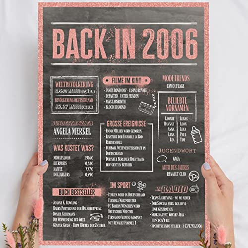 19. Geburtstag Mädchen Rosegold Holzbild Back in 2006 personalisierbar zum Hinstellen/Aufhängen opt. beleuchtet, 19 Geburtstag Mädchen, Geschenke zum 19 Geburtstag Mädchen, Geschenk 19 Geburtstag