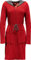 Erwin Müller Bademantel Damen rot/grau Größe 44/46, Morgenmantel, Saunamantel Frottier - mit Kapuze, Reißverschluss, Taschen, schnelltrocknend, pflegeleicht
