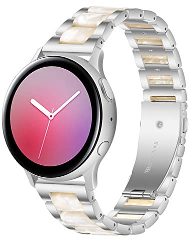 Gheper Bracelet de Montre en Acier Inoxydable et Résine Compatible Avec Samsung Galaxy Watch 7 FE 6 5 4 44mm 40mm/Active 2/1 40mm/42mm/3 41mm - Bracelet de Rechange en Métal 20mm