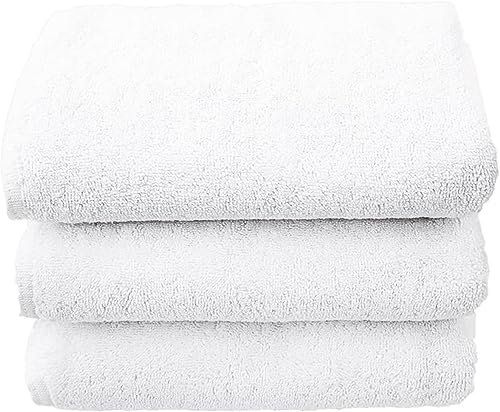 Tuva Home Serviettes d'Hôtel en Coton 100% - Serviettes de Bain et Spa Sauna Professionnelles Blanches 70 x 140 cm 600 G/m² Lot de 3