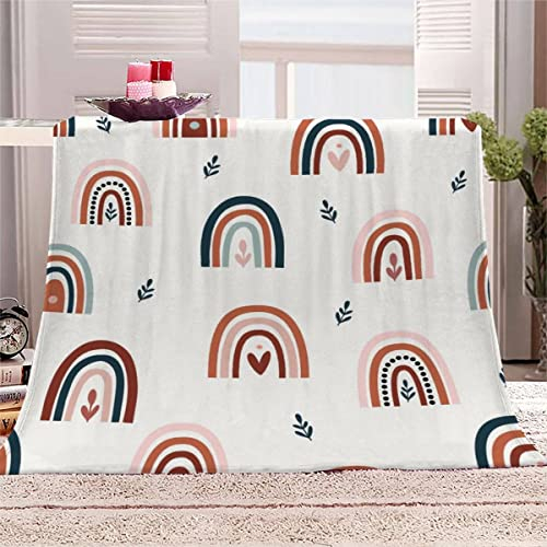 Kuscheldecke Kinder 130x150 cm 3D Böhmischer Regenbogen Waschbar Microfaser mit Muster Abstrakte Kunst Flanell Decke Wohndecke Weiche Warme Fleecedecke Sommer Sofadecke Couchdecke