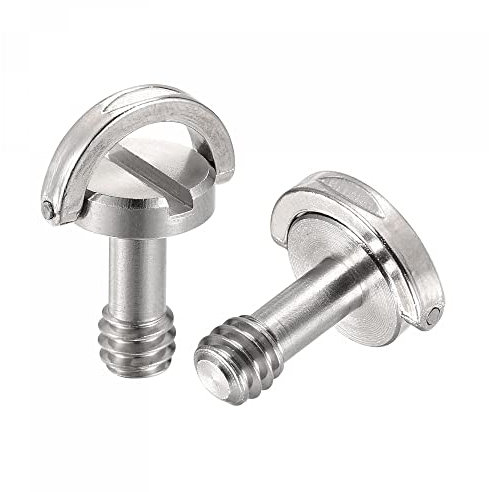 sourcing map Camera Tripod Screw - 1/4 Male Mounting Screw Adapters Slotted 0.55 Length for Camera Stand Microphone Holder of Stainless Steel, 2Pcs