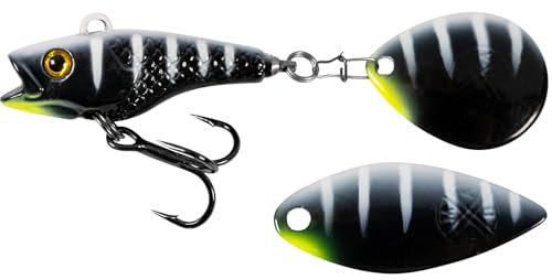 LMAB Good Vibe Jigspinner, mit Wechsel Blade, Jig Spinner zum Angeln, Barsch & Hecht Spinjig (21 g, Black Tiger)