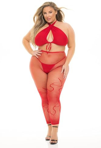 Pink Lipstick Lingerie_Gives You Hell 3Pc Set Red, Plus Size