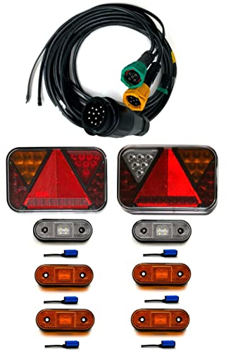 MelTruck® Anhängerbeleuchtung SET LED Rückleuchten 12V 5m 13 polig Kabel für Anhänger