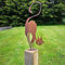 CCWORAN Ornements de jardin en métal pour clôtures, décorations d'extérieur, maison, chat, animaux, sculptures de jardin, silhouettes en fonte rouillée, décoration murale, cadeau pour chat d'Halloween
