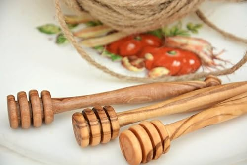 Olive Wood Honey Dipper Set of 3