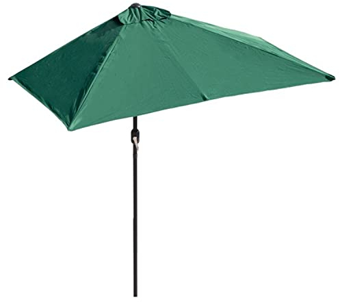 Halber Sonnenschirm Rechteckig Klein Balkonschirm 200/250CM, Wasserdicht Sonnenschutz Halbschirm Kurbelschirm, Grün, Weiß, Rot, Braun (Color : Green Umbrella, 68x45x23cm : 250x130cm)