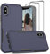 Jeylly for iPhone X/iPhone Xs Case and 2 X Glass Screen Protector, Military Grade Drop Protection Dual Layer Hard Plastic Soft Bumper Anti Scratch Rugged Back Cover for iPhone X/Xs, Navy Blue