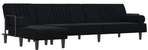 vidaXL Schlafsofa in L Form, Ecksofa mit Schlaffunktion, Bettcouch für Wohnzimmer, Couch Sofa Eckcouch Schlafcouch Samtsofa, Schwarz Samt