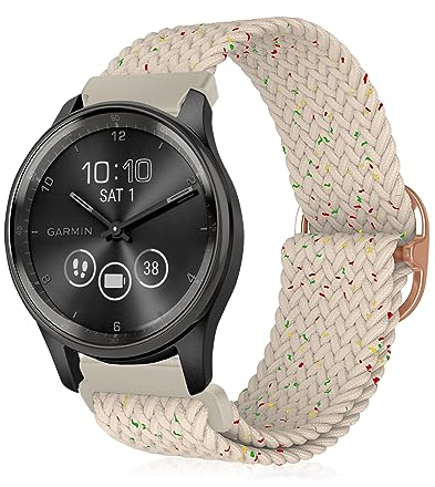 MiKoyi 20 mm Geflochtenes Armband für Garmin Forerunner 570 42 mm/Approach S50/Approach S44/Vivoactive 6/5, Nylon Sport Uhrenarmband für Garmin vivoactive 3/3 music/Forerunner 645, Sternenlich