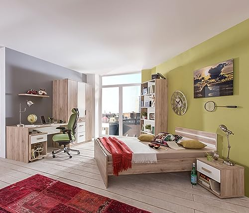 Generisch Jugendzimmer Cariba in Eiche San Remo und Weiß 7 teilig mit Kle