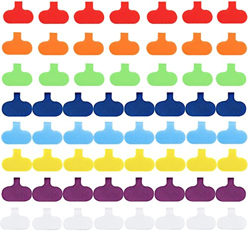 60 Pcs Cable Label Tags, VEGCOO Multi-Colour Write On Cord Labels Wire Tag, Reusable Cable Tags for PC Computer Wire Cord Management and Identification
