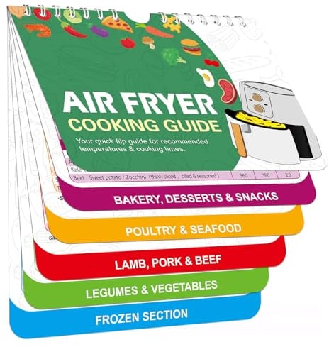 Air Fryer Cooking Guide Magnetic Cheat Sheet Hanging Cooking Times Chart Frying Booklet Cookbook Recipe Book Schedule with Time Temperature Recommend Kitchen Must Have Air Fryer Accessories