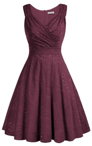 GRACE KARIN Femme Robe Cocktail Paillettes Col V sans Manches Evasée CL1061