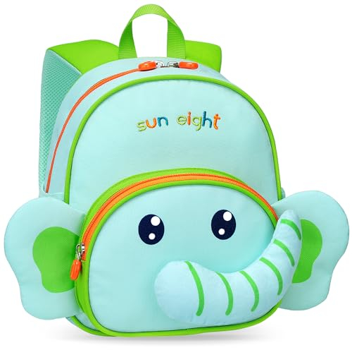 Tokeya Kinderrucksack Jungen Kindergartenrucksack Wasserdicht Vorschule Rucksack Kinder, Süß Elefanten Schulrucksack mit Brustgurt, Leicht Kita Kinderrucksäcke für Baby Kleinkind 1-4 Jahre, Hellgrün