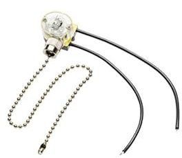 Pull Cord Chain Switch Control Light Ceiling Fan Wall Bedside Lamp Replace Part (Chrome)