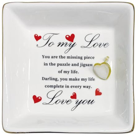 TIGERMILLION Valentines Day Gifts for Wife Girlfriend- You make my life complete in every way! Ceramic Jewelry Holder Dish for Birthday Mother's Day Thanksgiving Day Christmas