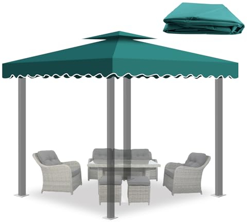 Pavillon Dach 3x3M Ersatzdach, Doppeldach für Gartenpavillon mit Air Vent, Grill-Gazebo-Abdeckung Abnehmbares Ersatzdach, Camping Hängematte Sonnenschutz Strand Sonne Unterstand