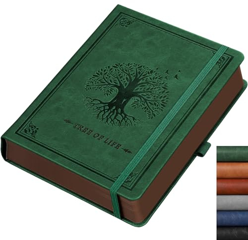 RETTACY Large B5 Leather Journal, Hardback Lined Notebook, With 320 Numbered Pages for Writing,100gsm Paper, for Women Men Work Office School,19 x 25 cm - Dark Green