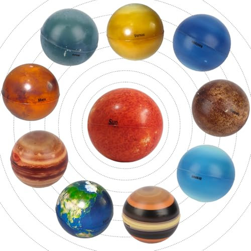 10 Stück Solarsystem Stressball,Sonnensystem Antistressball,Planeten Kinder,Stressball Kinder,Anti Stress Spielzeug,Sonnensystem Modell für Weihnachten, Geburtstage Geschenk