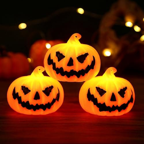 Luce di Decorazione di Halloween, Halloween Luminosa a LED, Lanterna di Zucca Vintage Decorazioni Casa Oggetti di Scena per Interni ed Esterni (Lumini Zucca)